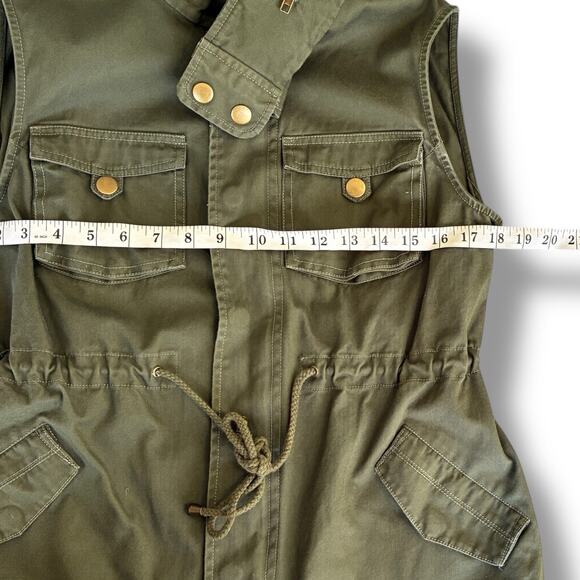 Pleione Vest Sz Small Petite Full Zip Military Style Utility Cinch Waist Pockets - Picture 5 of 6